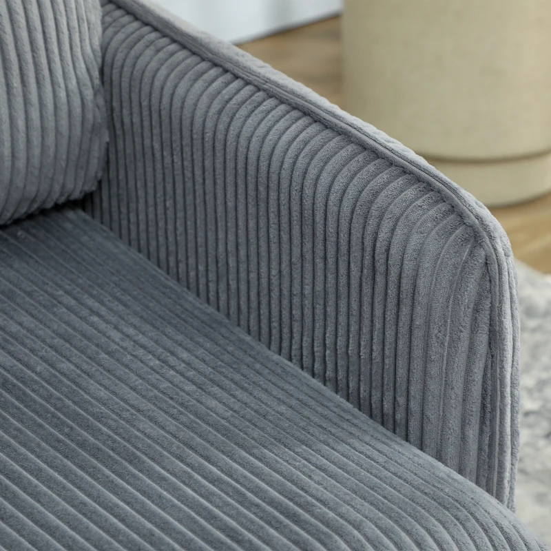 HOMCOM 55" Loveseat Sofa, Corduroy Love Seat w/ S spring, Steel Legs and Button Tufting, Small Couch for Living Room, Dark Grey