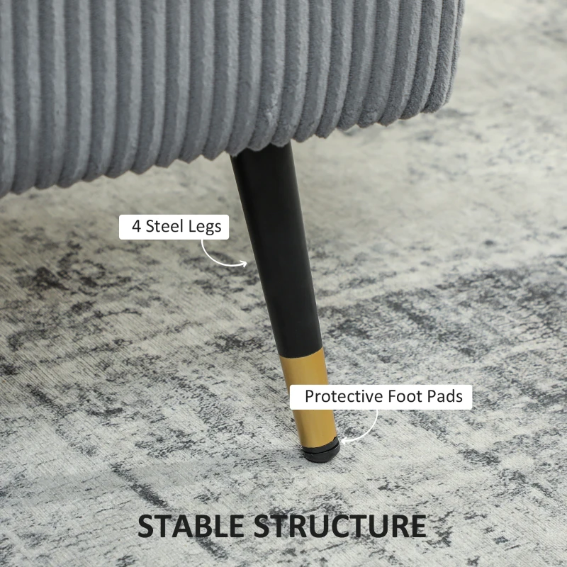 HOMCOM 55" Loveseat Sofa, Corduroy Love Seat w/ S spring, Steel Legs and Button Tufting, Small Couch for Living Room, Dark Grey