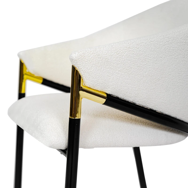 Set of 2 Modern Upholstered Dining Chairs with Metal Legs, Durable Design for Kitchen and Living Room, 22.5'' L x 22'' W x 31'' H, White