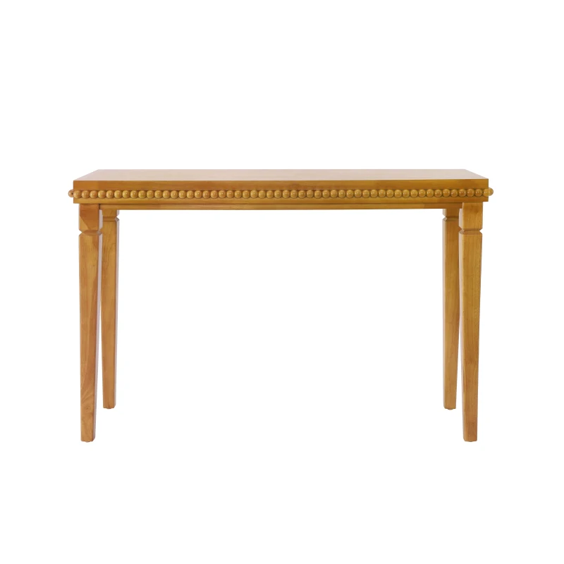 Farmhouse Console Table with Beaded Trim and Natural Wood, Accent Sofa Table for Living Room, Hallway, 47.5'' L x 16'' W x 32'' H, Brown