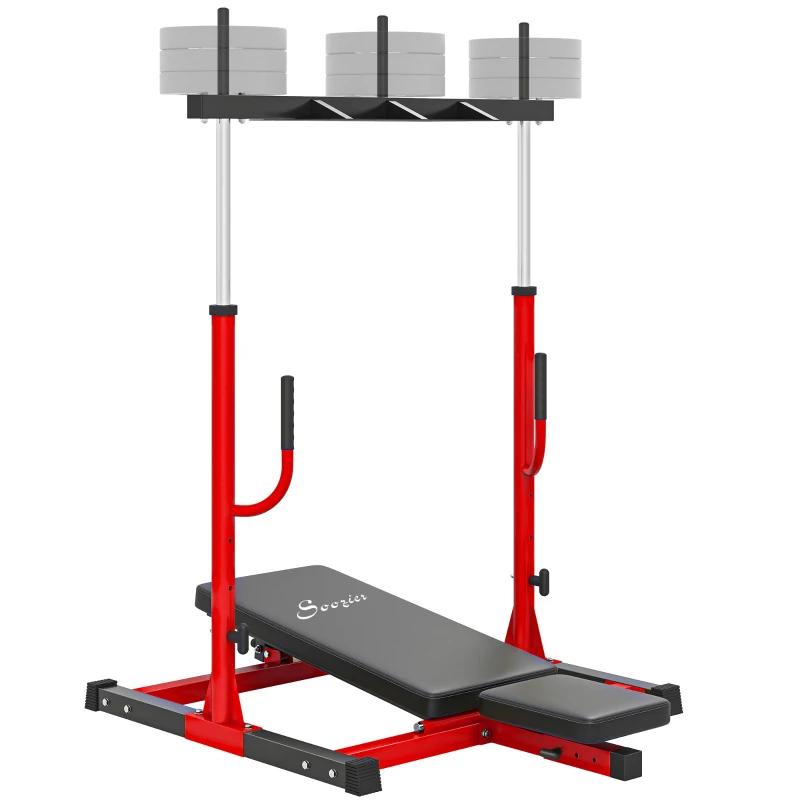 Soozier Vertical Leg Press Machine with Adjustable Leg, Back, and Head Positions, 1" Standard Plate Compatible, Red