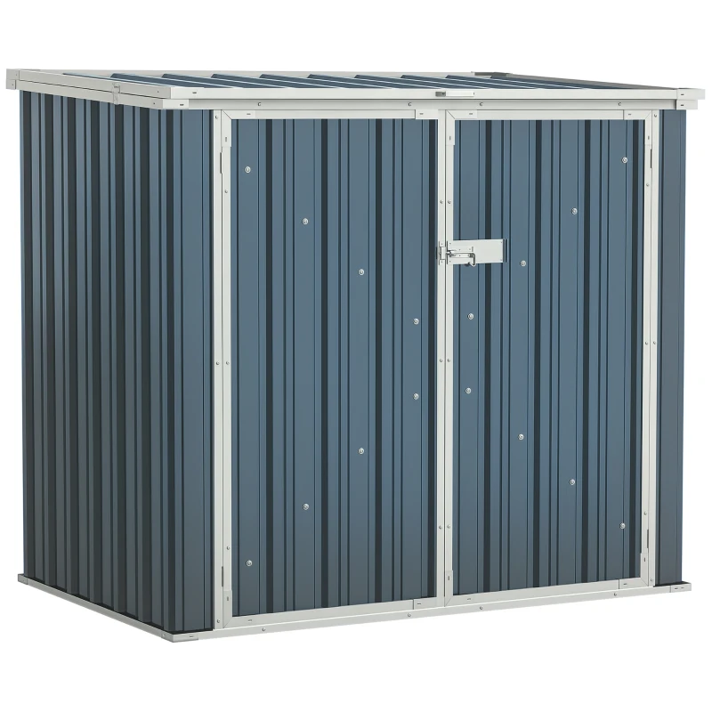Outsunny 5ft x 3ft Outdoor Storage Shed, Garbage Bin Shed Organizer with Lockable Double Doors and Openable Lid