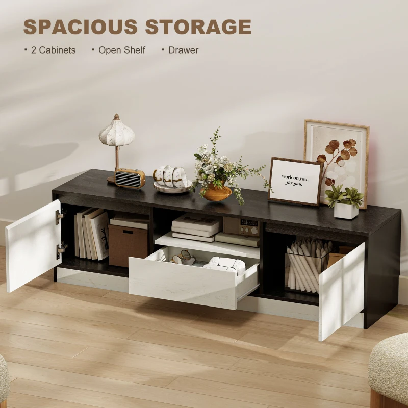 HOMCOM TV Stand for 55-60 Inch TV,  Entertainment Center w/ Cabinets, Shelf, Drawer and Cable Management for Living Room, White