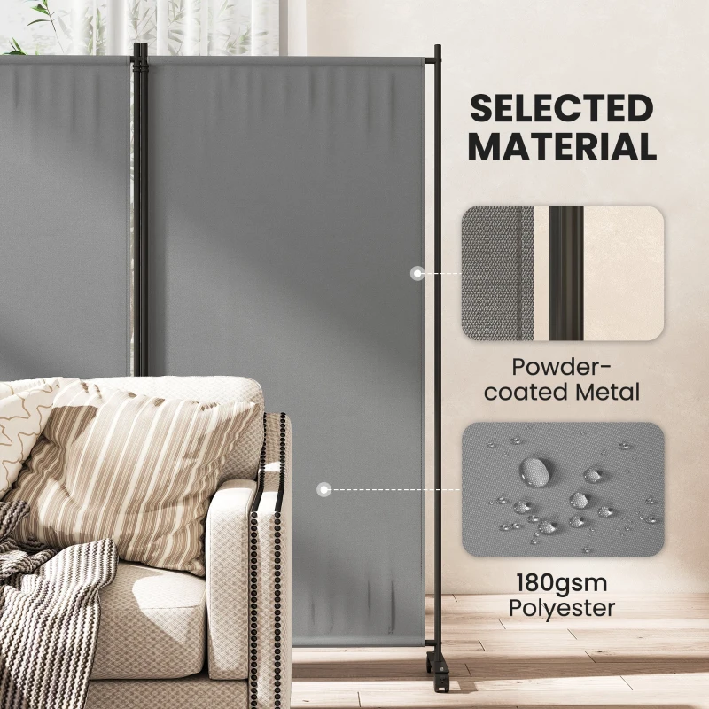 Outsunny Folding Room Divider with Castor Wheels, Rolling Privacy Screen for Home Office Bedroom, 6ft Tall