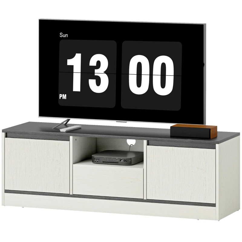 HOMCOM TV Stand for 43-55 Inch TV,  Entertainment Center w/ Cabinets, Shelf, Drawer and Cable Management for Living Room, White