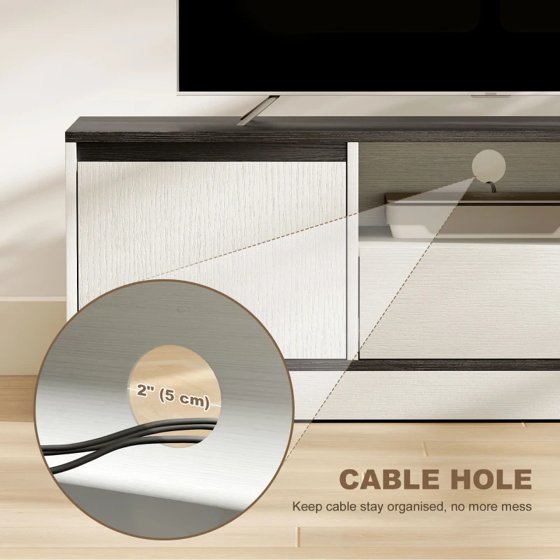 HOMCOM TV Stand for 43-55 Inch TV,  Entertainment Center w/ Cabinets, Shelf, Drawer and Cable Management for Living Room, White