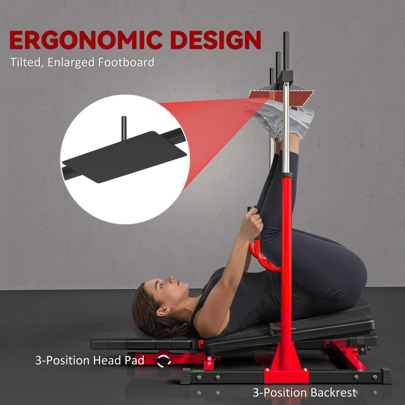 Soozier Vertical Leg Press Machine with Adjustable Leg, Back, and Head Positions, 1" Standard Plate Compatible, Red