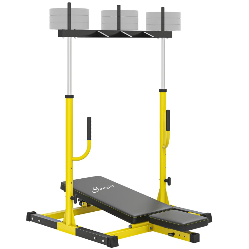 Soozier Vertical Leg Press Machine with Adjustable Leg, Back, and Head Positions, 1" Standard Plate Compatible, Yellow