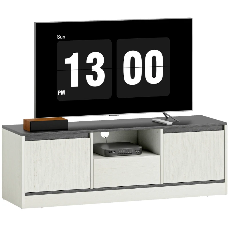 HOMCOM TV Stand for 43-55 Inch TV,  Entertainment Center w/ Cabinets, Shelf, Drawer and Cable Management for Living Room, White