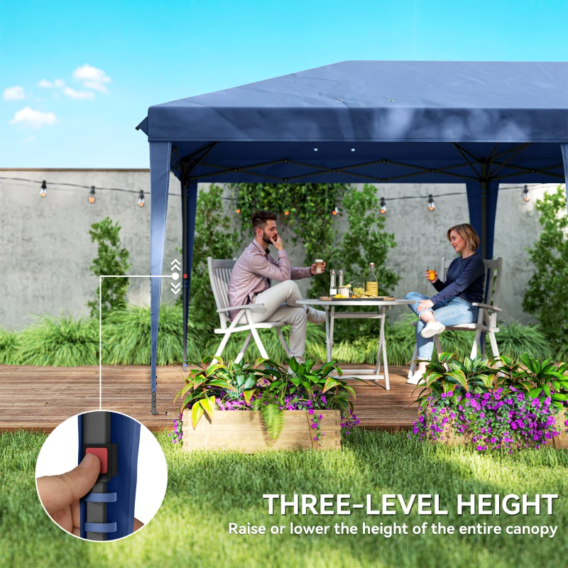 Outsunny 10' x 20' Pop Up Canopy Tent with 4 Sidewalls, Instant Gazebo with Carry Bag for Garden, Patio, Blue