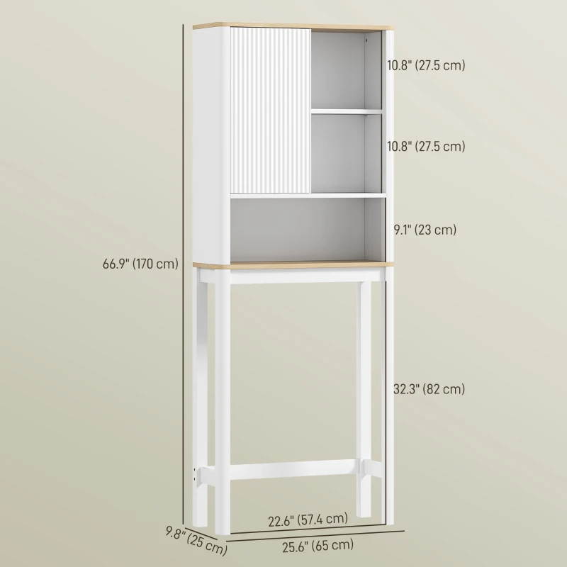 HOMCOM Over The Toilet Storage Cabinet, Bathroom Space Saver Cabinet with Adjustable Shelf, Bathroom Organizer, White