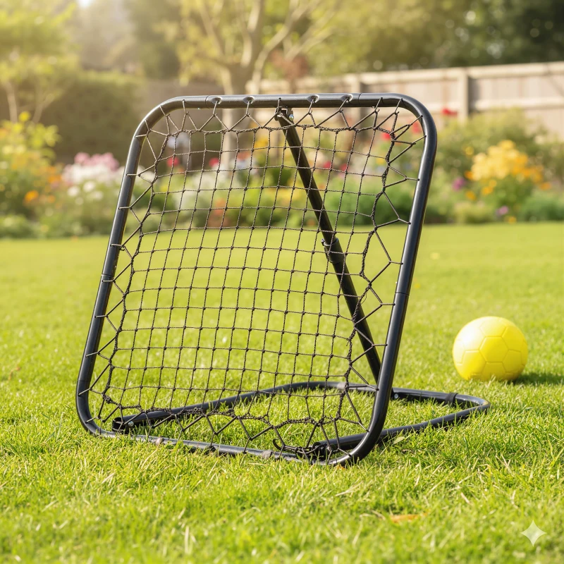 Soozier Soccer Rebounder Net, 3' x 3', Angle Adjustable Portable Training Goal Net with Quick Folding Design, Sturdy Metal Tube