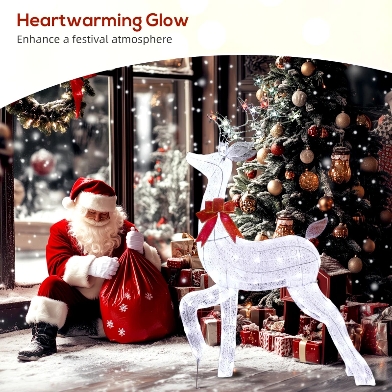 Outsunny 4.3FT Lighted Christmas Reindeer, Christmas Decor with RGB and Warm White LEDs, Stakes and Zip Ties, IP44 Waterproof