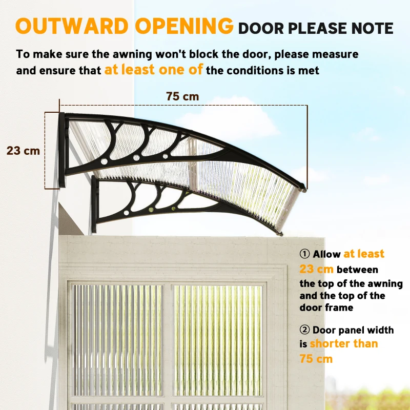 Outsunny Window Awning Door Canopy, Polycarbonate Cover Patio Awnings, 30" x 50", White