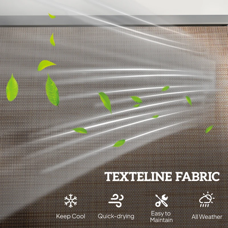 Outsunny 3-Person Outdoor Patio Glider Bench, Porch Glider Swing with 3 Seats, Breathable Mesh Fabric, Metal Frame, Brown