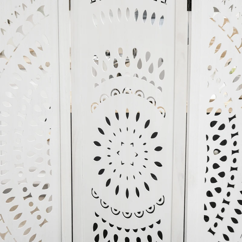 HOMCOM 3 Panel Room Divider, 5.6 Ft Tall Portable Folding Privacy Screen, Wood Partition Wall Divider for Home Office, White