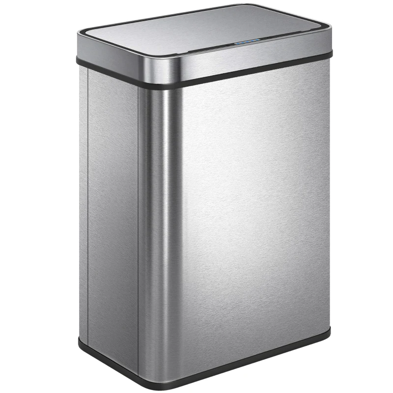 HOMCOM 13.2 Gallon Sensor Can, Automatic Garbage Can with Soft-Close Lid, Fingerprint-Proof Stainless Steel, Silver