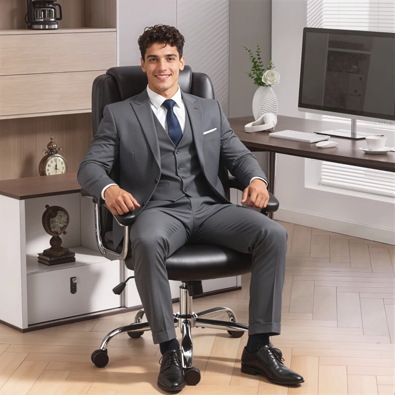 HOMCOM Big and Tall Office Chair 400 lbs, Desk Chair with Spring Cushion, PU Leather, High Back, Swivel Wheels, Black