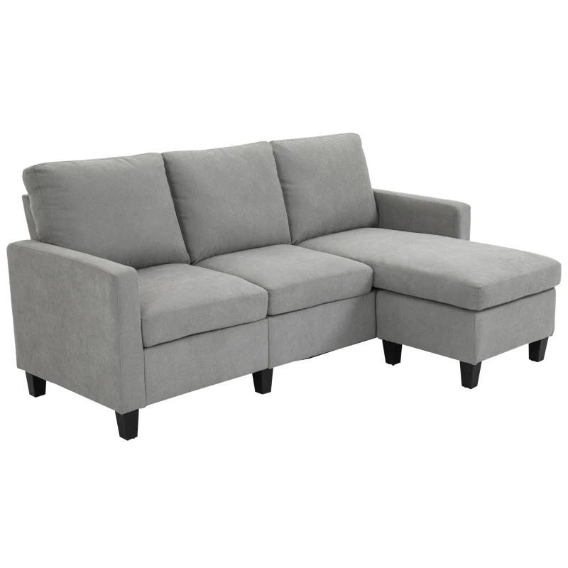 HOMCOM L-Shape Sofa, Modern Sectional Couch with Ottoman, Corner Sofa for Living Room, Light Grey