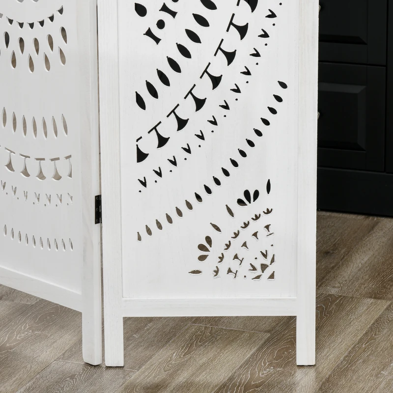 HOMCOM 3 Panel Room Divider, 5.6 Ft Tall Portable Folding Privacy Screen, Wood Partition Wall Divider for Home Office, White