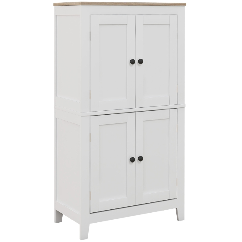 HOMCOM Bathroom Storage Cabinet, Modern Bathroom Floor Cabinet with 4 Doors and 2 Adjustable Shelves, White