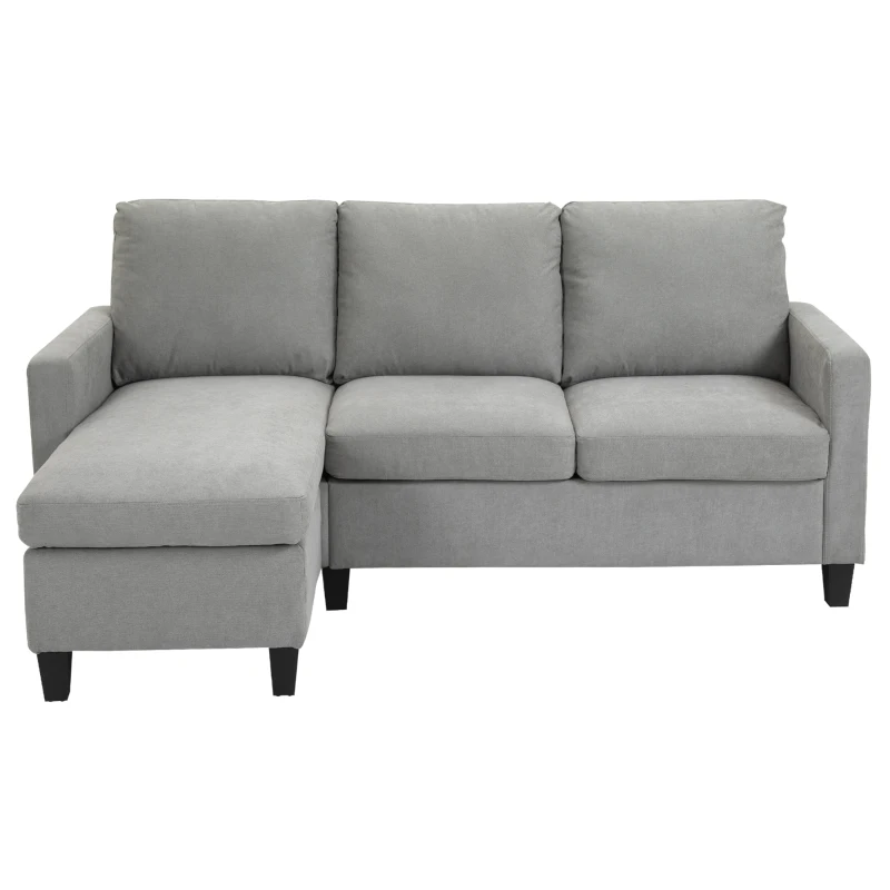 HOMCOM L-Shape Sofa, Modern Sectional Couch with Ottoman, Corner Sofa for Living Room, Light Grey