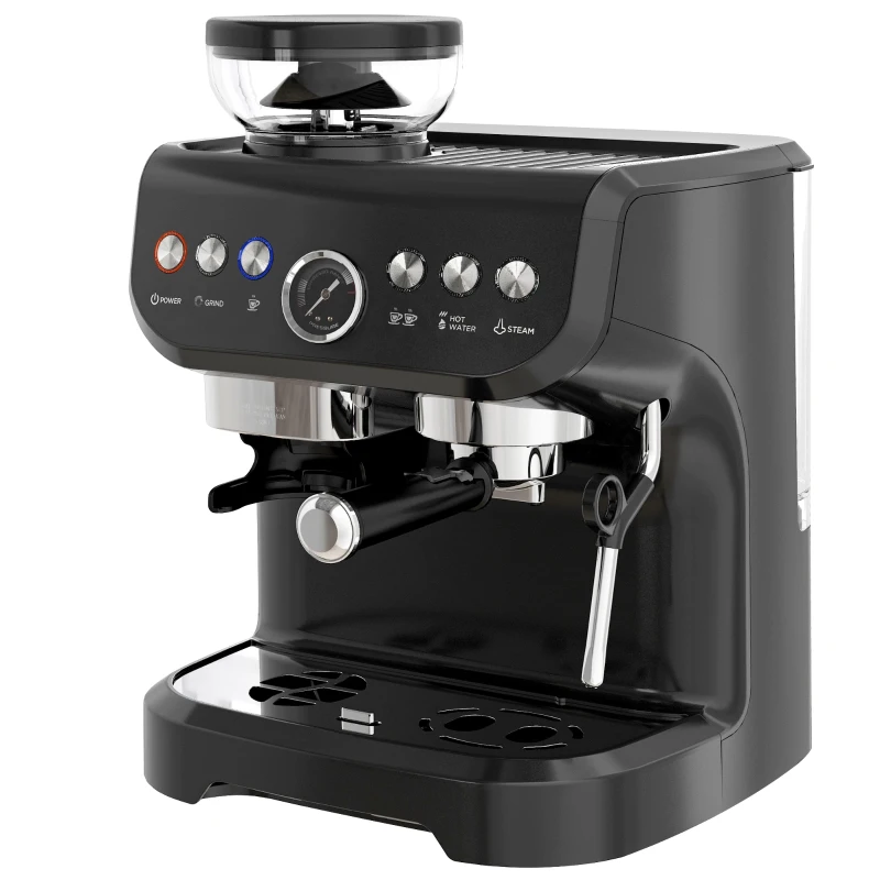 HOMCOM Espresso Machine, 15 Bar Barista Coffee Maker with Milk Frother, Fast Heating, Grinder for Espresso, Latte, Cappuccino