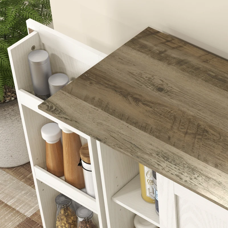 HOMCOM 70" Tall Kitchen Pantry Cabinet with Spice Racks and Adjustable Shelves for Living Room, Dining Room, White