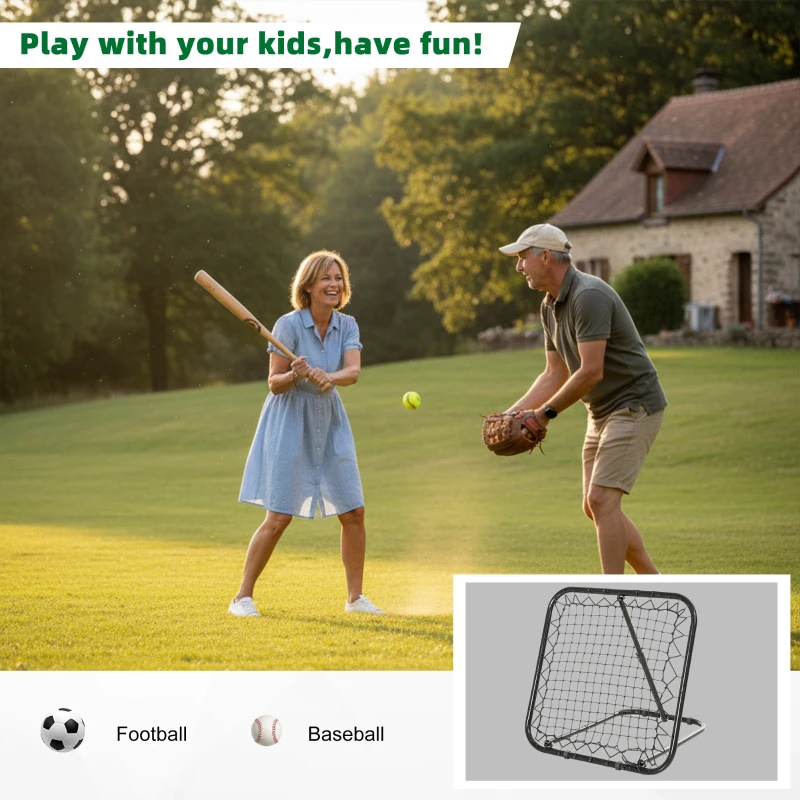 Soozier Soccer Rebounder Net, 3' x 3', Angle Adjustable Portable Training Goal Net with Quick Folding Design, Sturdy Metal Tube