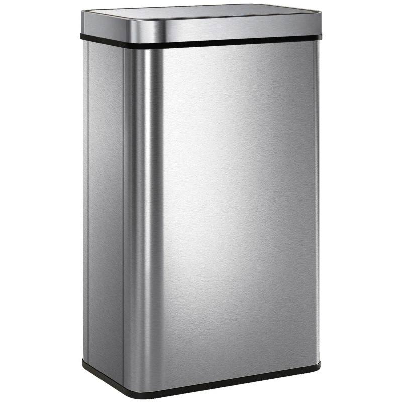 HOMCOM 15.9 Gallon Sensor Can, Automatic Garbage Can with Soft-Close Lid, Fingerprint-Proof Stainless Steel, Silver