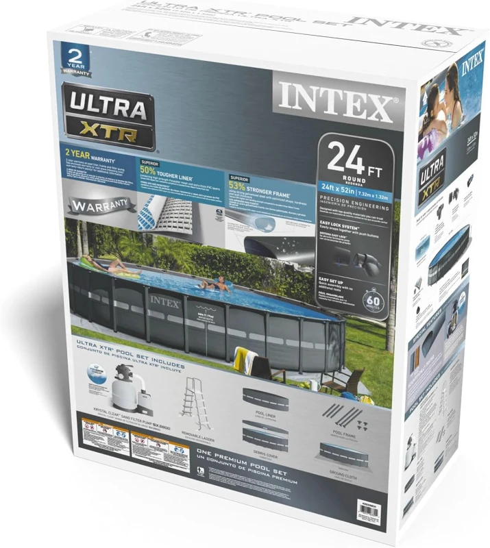 Intex Ultra XTR Deluxe 24' x 52"" Above-Ground Swimming Pool Set with Krystal Clear Sand Filter Pump — Super-Tough, Rust-Resistant