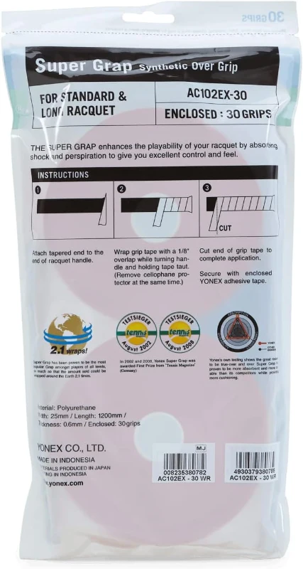 Yonex Super Grap 30-Wrap Tennis Racquet Grip Tape