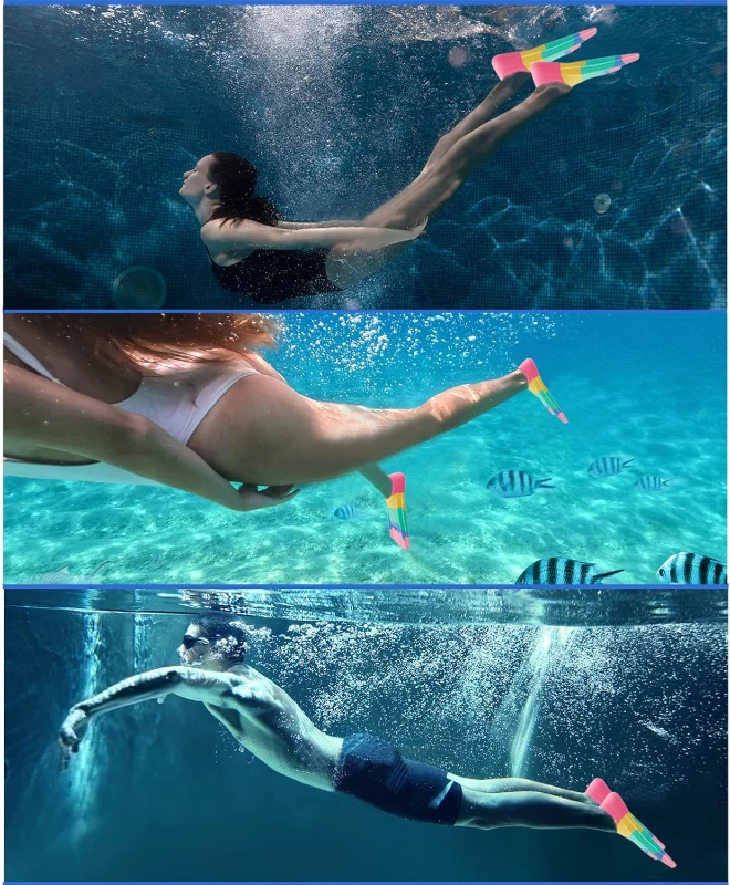 Prsca Kids Lap Swim Fins – Short Youth Flippers for Training, Children Girls Boys, Beginner-Friendly