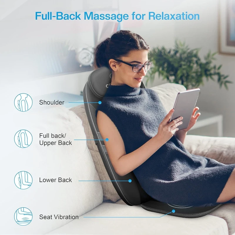 COMFIER Shiatsu Back Massager with App Control and Heat — Electric Chair Massage Pad with Adjustable Intensity and Seat Cushion for Office & Home, Ideal Gift for Mom and Dad