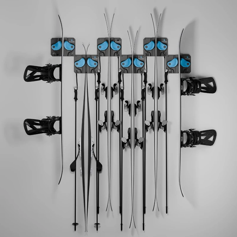 Gravity Grabber 6-Pack – Ultimate Ski & Snowboard Wall Rack | Universal, Non-Slip Gravity-Locking Storage | Garage & Winter Gear Organizer