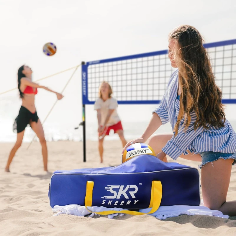Outdoor Heavy-Duty Volleyball Net Set with Anti-Sag Design, Adjustable Aluminum Poles, Portable for Backyard, Grass & Beach (Imported, Polyester Components)