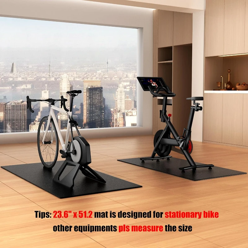 Cycleclub 6mm Thick Bike Mat for Peloton & Stationary Bikes — Exercise Bike Trainer Pad for Indoor Spin Bikes, Ellipticals; Hardwood & Carpet Floor Protector (23.6"" x 51.2"")