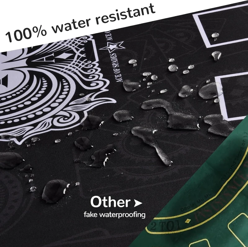 Waterproof 70 x 35 Inch Texas Hold'em Poker Mat — Premium Smooth Surface, Noise Reduction, Slip-Resistant Backing, Metal-Zip Tote