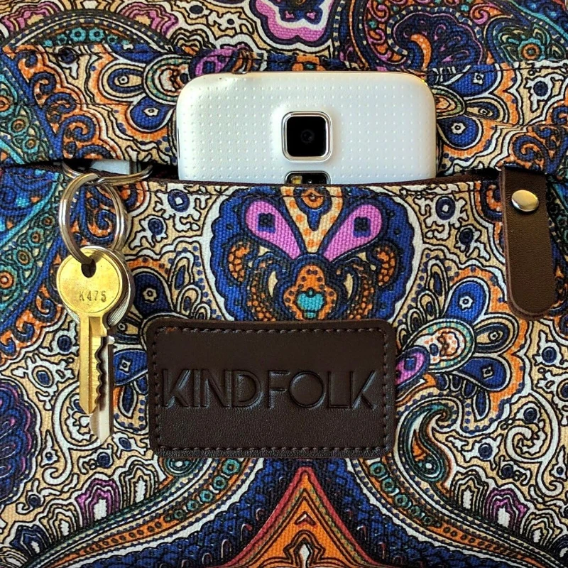 Kindfolk Patterned Canvas Yoga Mat Duffle Bag with Zippered Pocket — Mat Carrier