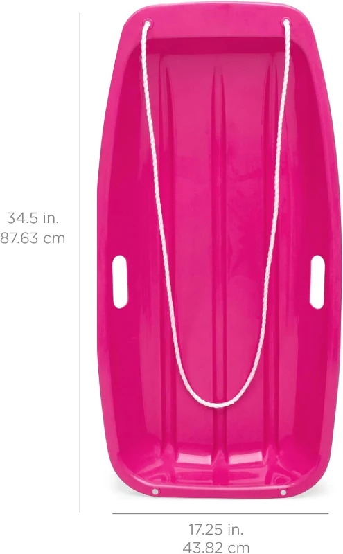 Best Choice Products 35in Kids Plastic Toboggan Sled with Front Pull Rope and Dual Handles