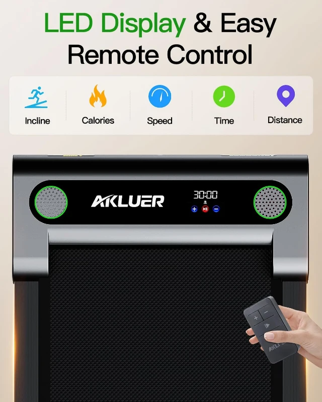Akluer Incline Walking Pad — 2.5 HP Under-Desk Compact Treadmill with Remote & LED Display