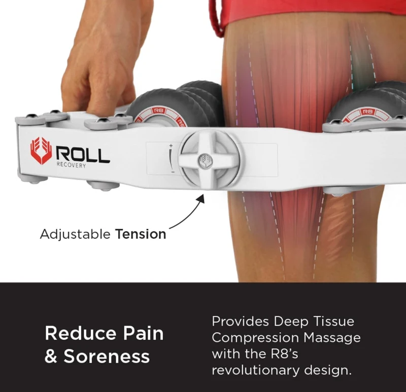 ROLL Recovery R8 Plus Deep Tissue Massage Roller (Alpine White) - Adjustable Intensity