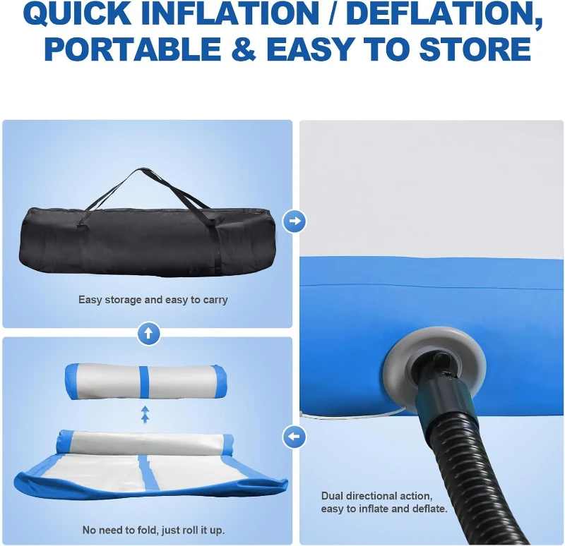 FBSPORT Inflatable Air Gymnastics Track – 16.4ft (16.4 ft), 4/8-inch Thick Inflatable Training Mat with Electric Pump for Home, Training, Cheer and Water Use