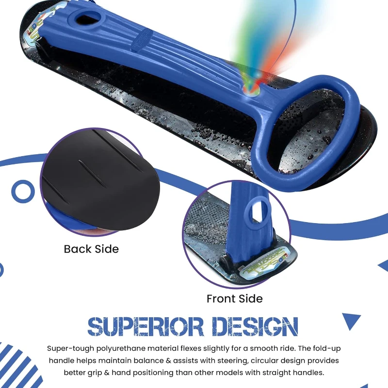 Geospace Winter Ski Skate – Foldable Snow Scooter / Ski Skooter with Handle LED | Portable Sandboard & Snow Skate for Kids and Teens