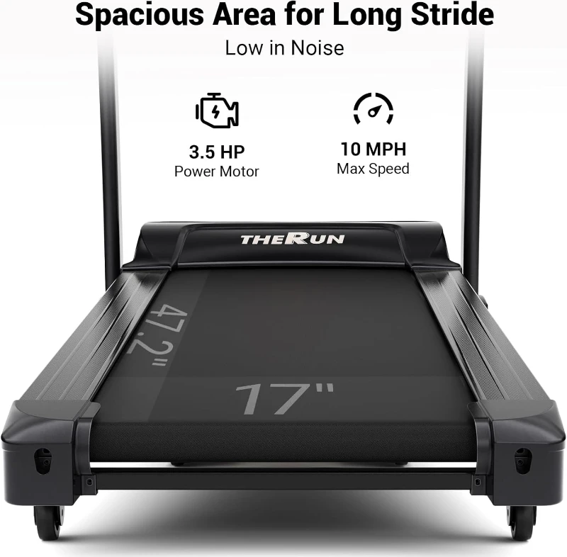 THERUN Foldable Incline Treadmill for Running & Walking, 300 lb Capacity, 0–15% Auto Incline, 17"" x 47.2"" Wide Belt, 3.5HP Dual Motor, App & Heart Rate