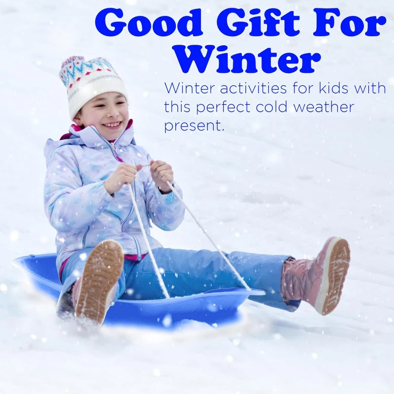 Slippery Racer Downhill Sprinter Flexible Kids & Toddler Toboggan Sled — Blue, Cold-Resistant with Pull Rope and Handles