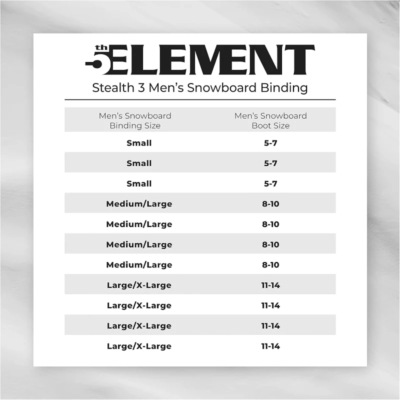 5th Element Summit Stealth Adult Men's Bindings - Universal Disc & Hardware for New/Replacement Snowboards, Beginner/Intermediate
