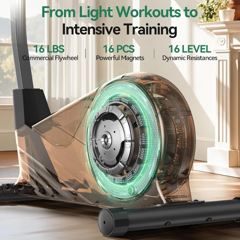 Niceday Home Magnetic Elliptical Trainer — 15.5–19 in Stride, 16 Resistance Levels, 400 lb Capacity, Kinomap Compatible