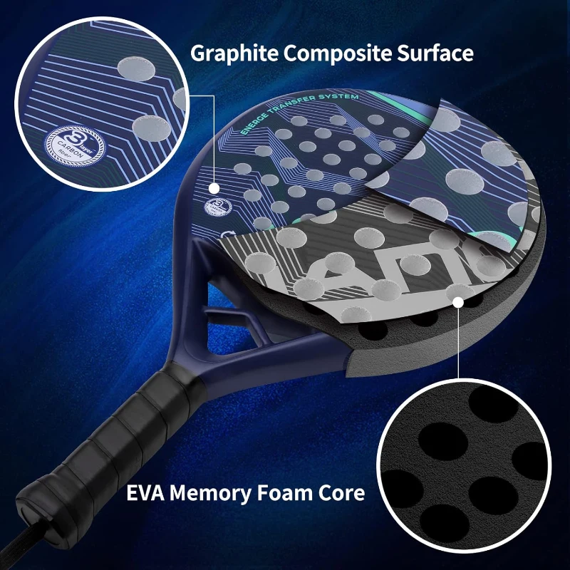 Carbon Fiber Surface Padel Racket with EVA Memory Flex Foam Core – Lightweight Paddle