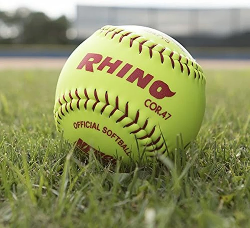 Champion Sports® 12"" NFHS-Approved Optic Yellow Syntex Softballs – Dozen, Raised Seams, .47 Polycore, Medium Compression